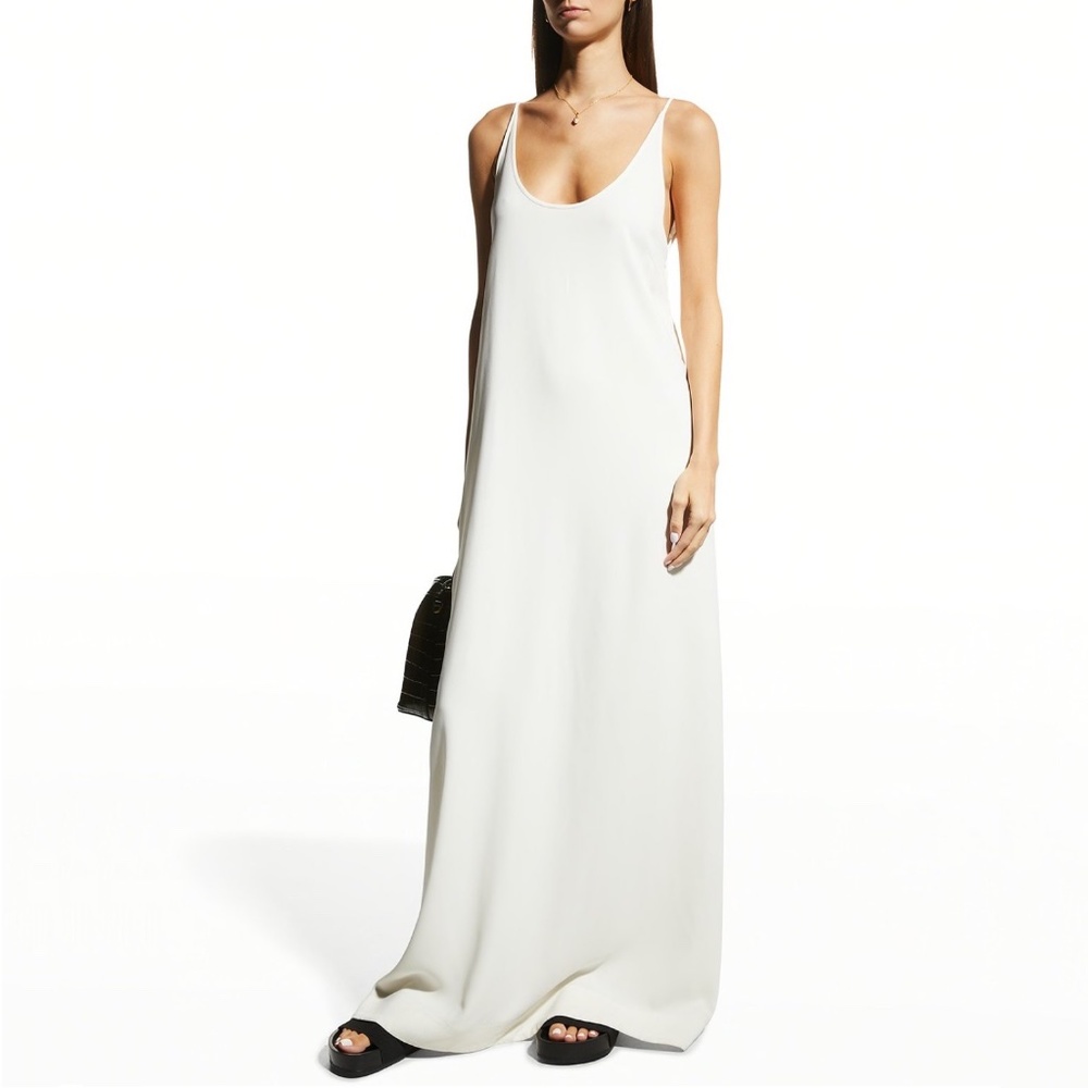 CO Essential Open Neck Maxi Slip Dress in Ivory Size Large L